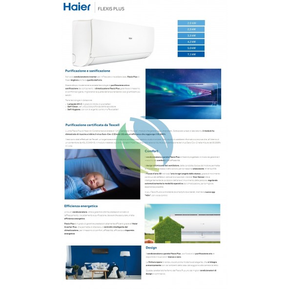 Condizionatore Haier Mono Split Btu Serie Flexis Plus Bianco