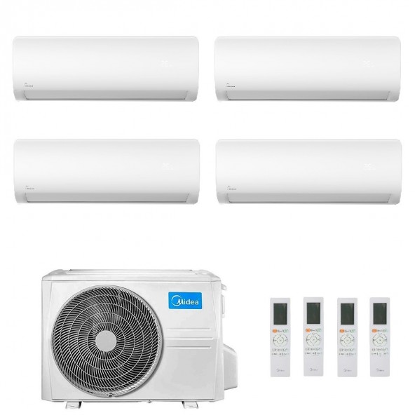 Midea Quadri Split 9+9+9+9 Btu Xtreme Pro WF M4OE-28HFN8-Q con 4 unità MSAGBU-09HRFN8 Condizionatore R-32 WiFi A++ A+ Midea