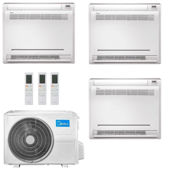 Midea Trial Split 9+9+9 Btu Pavimento Console M3OG-21HFN8-Q con 3 unità MFA2U-09HRFNX(GA) Condizionatore R-32 A++ A+ Midea