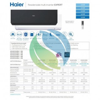 Haier Dual Split 18+18 Btu Expert Bianco 4U75S2SR5FA AS50XCAHRA AS50XCAHRA Condizionatore R-32 WiFi Parete Haier