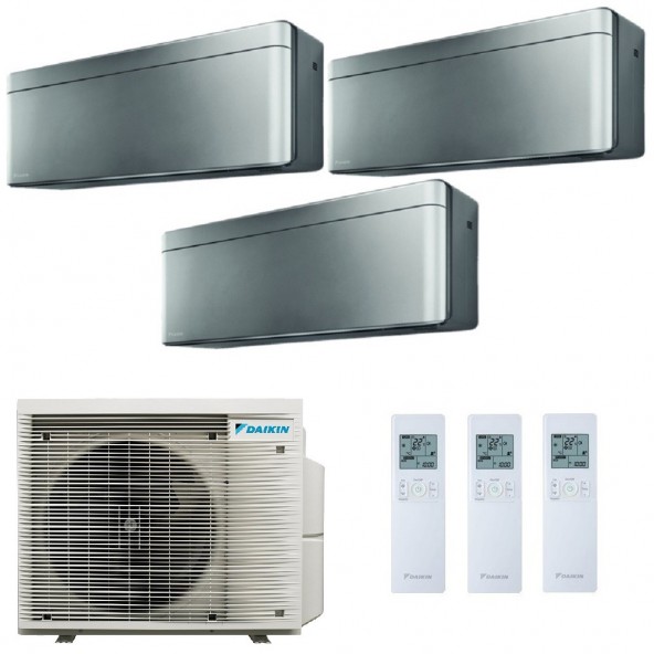 Daikin Trial Split Stylish 9+9+18 Btu 3MXM68A9 FTXA25CS FTXA25CS FTXA50CS Condizionatore Stylish Total Silver A++ A+ WiFi R-3...