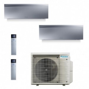 Daikin Dual Split Emura 7000+12000 Btu 2MXM50A9 FTXJ20AS FTXJ35AS Condizionatore A+++ A++ WiFi R-32 Emura 3 Argento Daikin