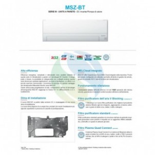 Mitsubishi Mono Split 18000 Btu MSZ-BT50VGK MUZ-BT50VG Condizionatore Parete 5.0 kW MSZ-BT WiFi A++ A++ R-32 Mitsubishi